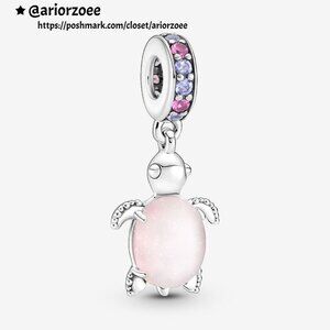 Pandora Murano Glass Pink Sea Turtle Dangle Charm